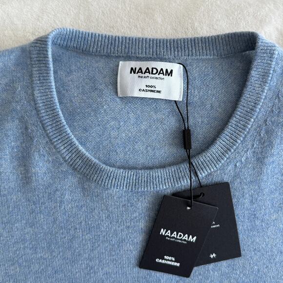Naadam 100% Cashmere Sweater Mens XXL Dusty Blue Crew Neck Pullover Knit Luxury - Picture 8 of 10